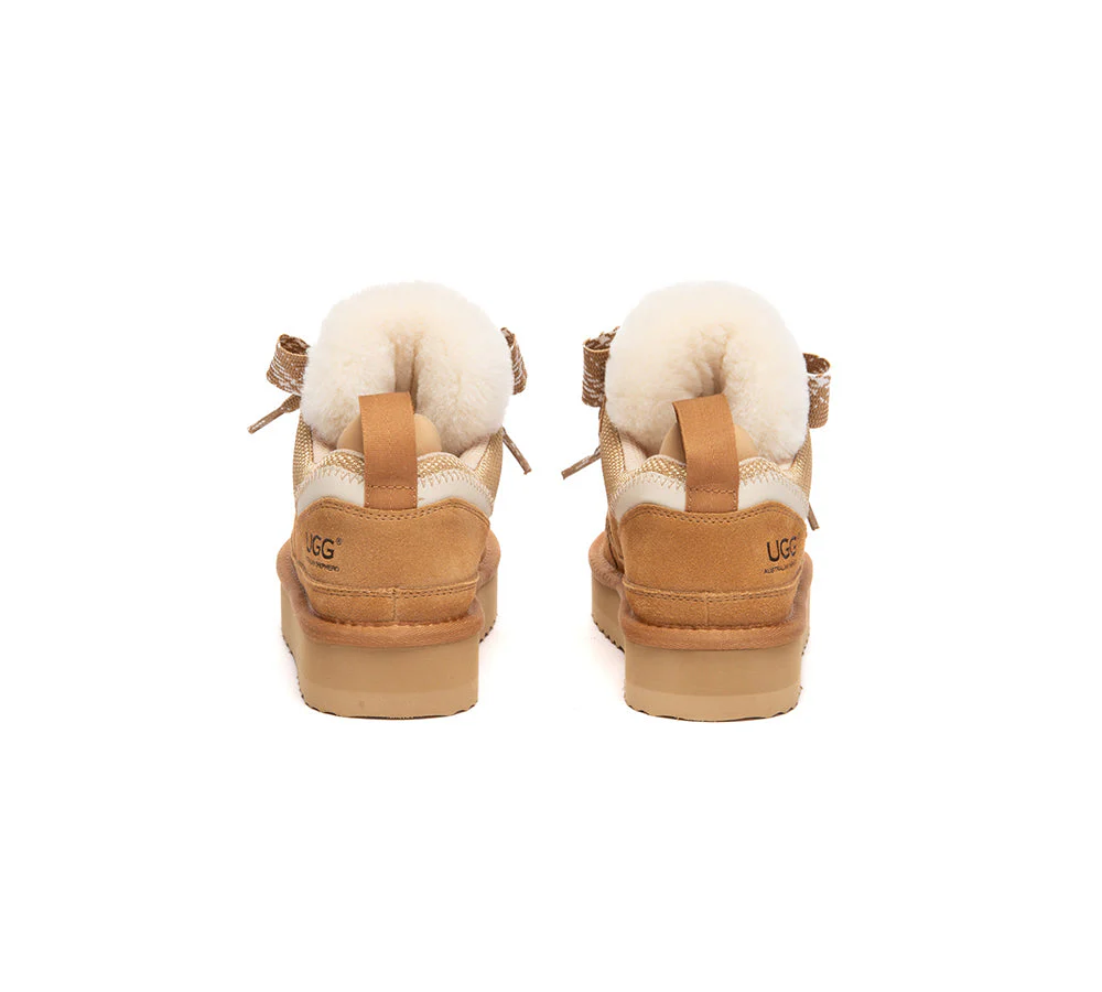 UGG Boots Kids Sheepskin Wool Lace Up Platform Sneakers Parkyr - Image 7