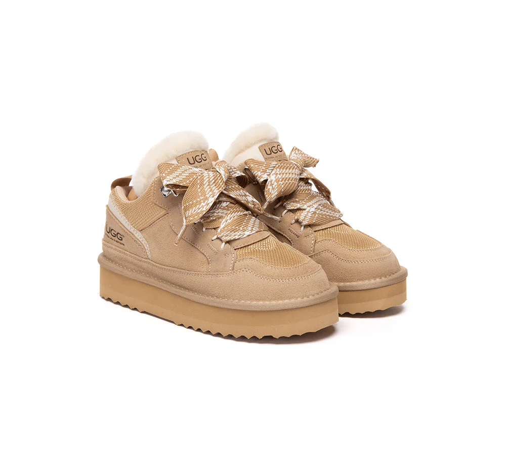 UGG Boots Kids Sheepskin Wool Lace Up Platform Sneakers Parkyr - Image 8
