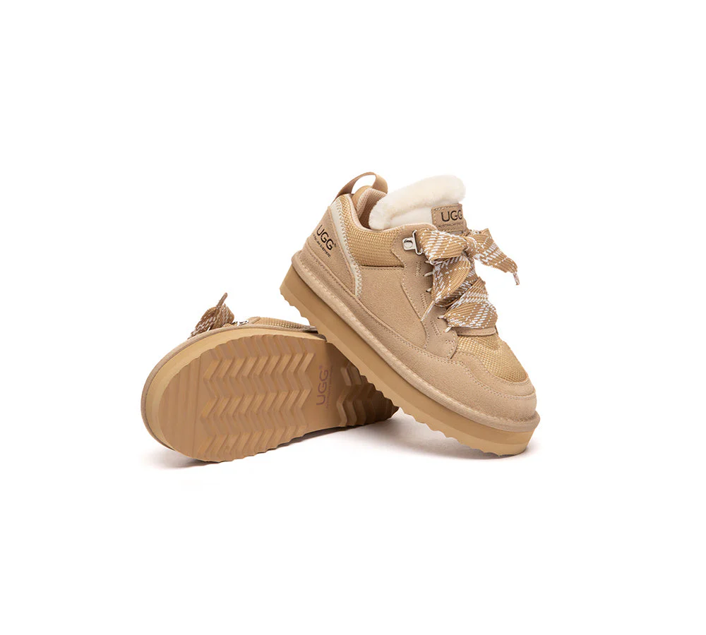 UGG Boots Kids Sheepskin Wool Lace Up Platform Sneakers Parkyr - Image 9