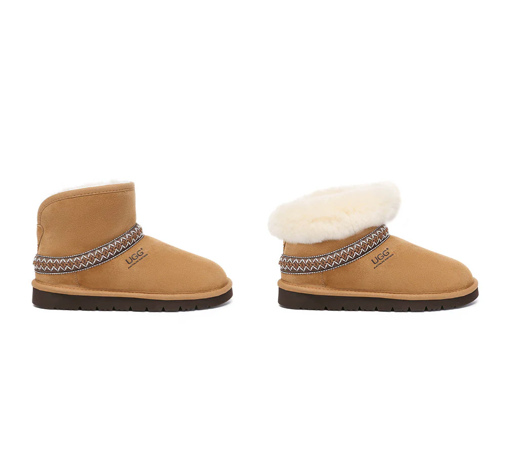 UGG Boots Sheepskin Wool Ankle Knitted Fayle - Image 3