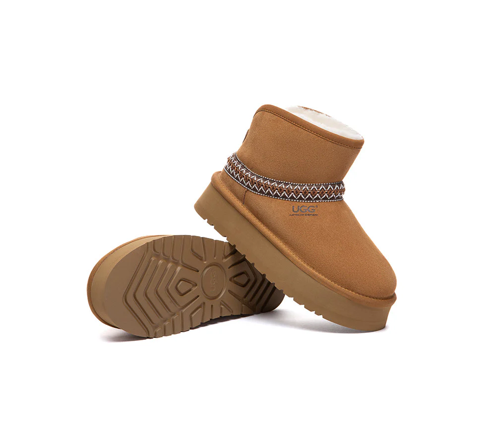 UGG Boots Sheepskin Wool Ankle Knitted Platform Fayle - Image 3