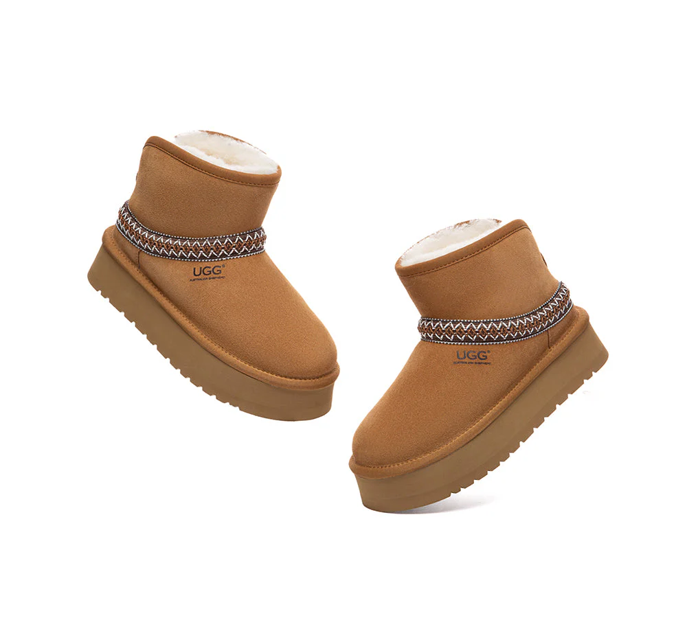 UGG Boots Sheepskin Wool Ankle Knitted Platform Fayle - Image 5