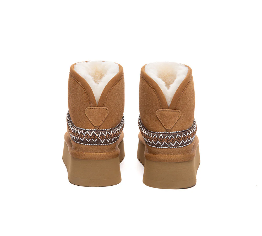 UGG Boots Sheepskin Wool Ankle Knitted Platform Fayle - Image 6