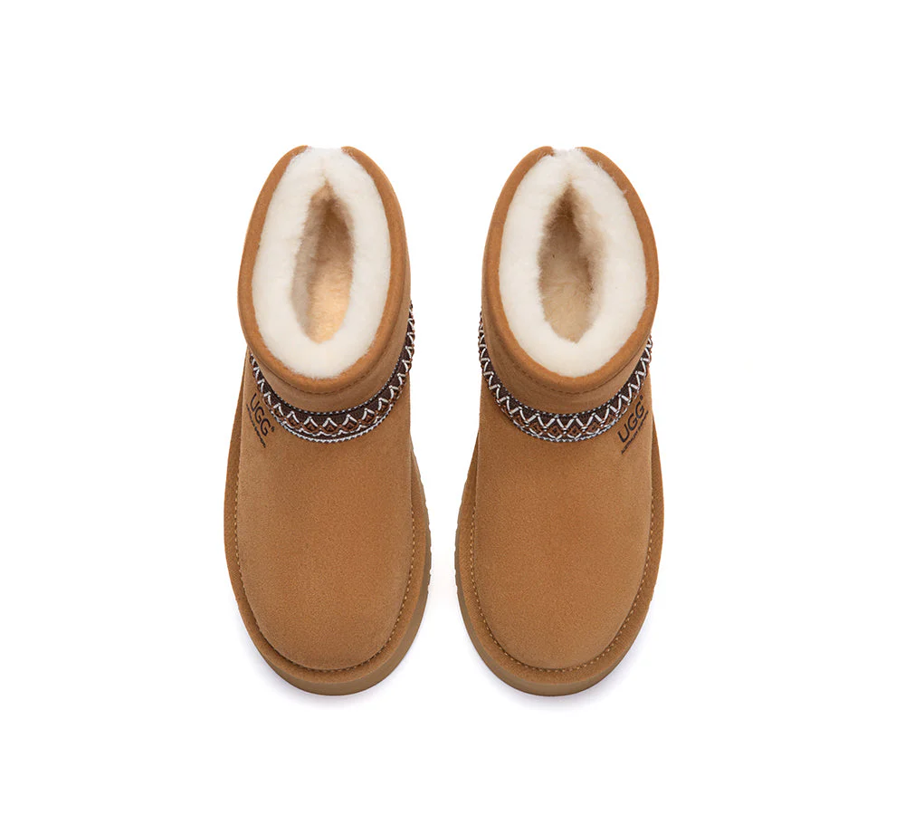 UGG Boots Sheepskin Wool Ankle Knitted Platform Fayle - Image 7