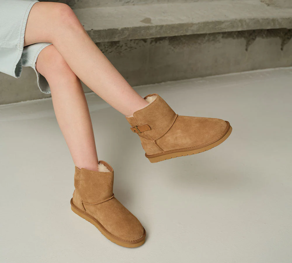 UGG Boots Sheepskin Wool Buckle Ankle Mini Winza - Image 2