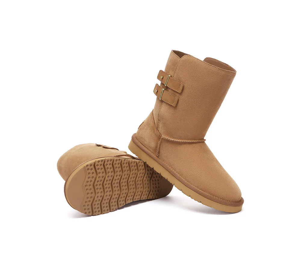 UGG Boots Sheepskin Wool Buckle Mid Calf Winza - Image 3
