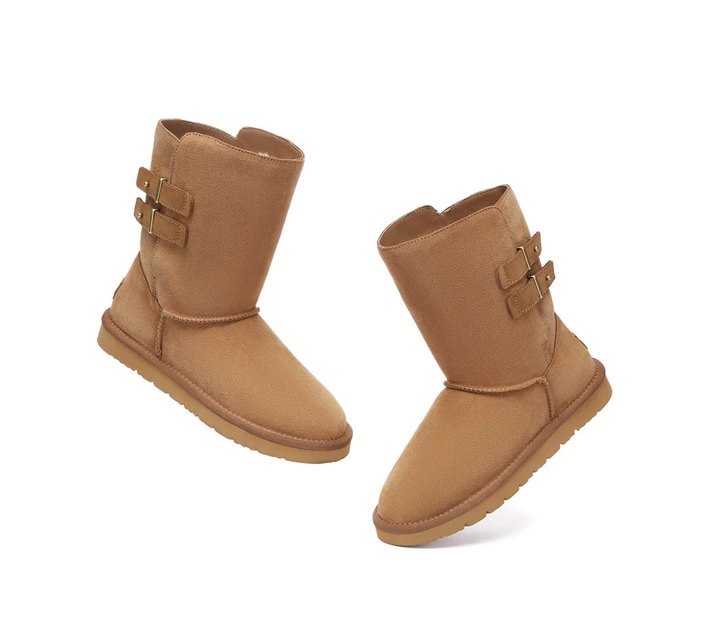 UGG Boots Sheepskin Wool Buckle Mid Calf Winza - Image 5