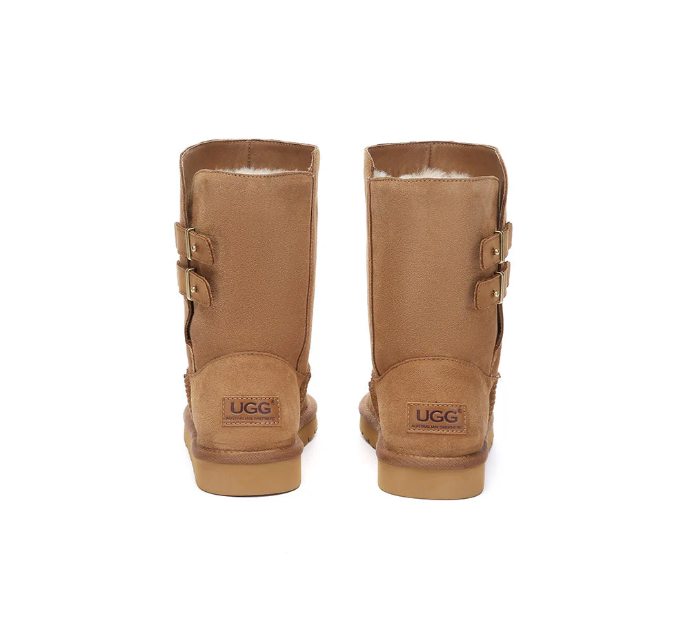 UGG Boots Sheepskin Wool Buckle Mid Calf Winza - Image 7