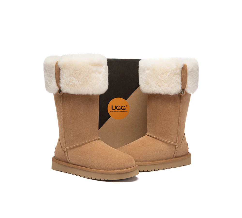 UGG Boots Sheepskin Wool Collar Tall Eleny - Image 3