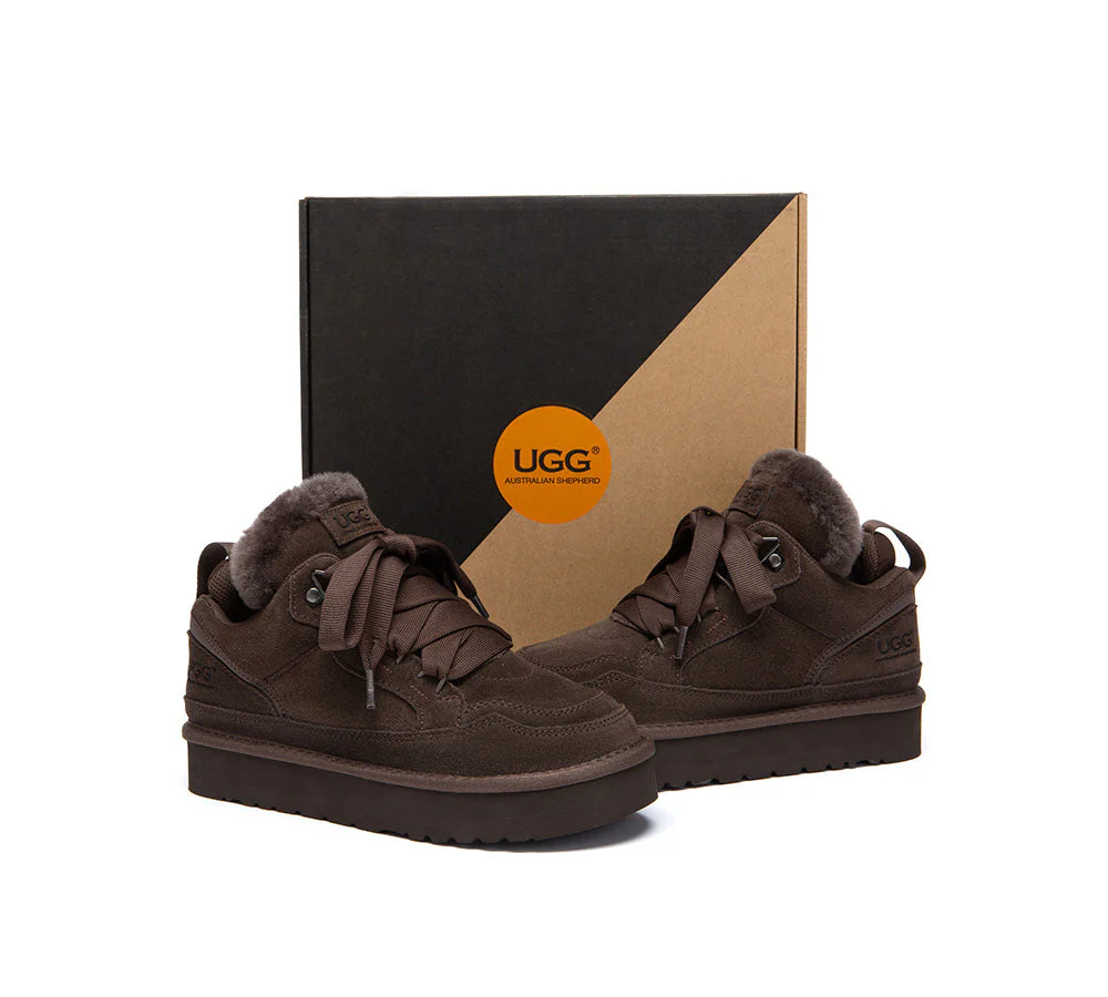 UGG Boots Sheepskin Wool Lace Up Platform Sneakers Parklyn - Image 10