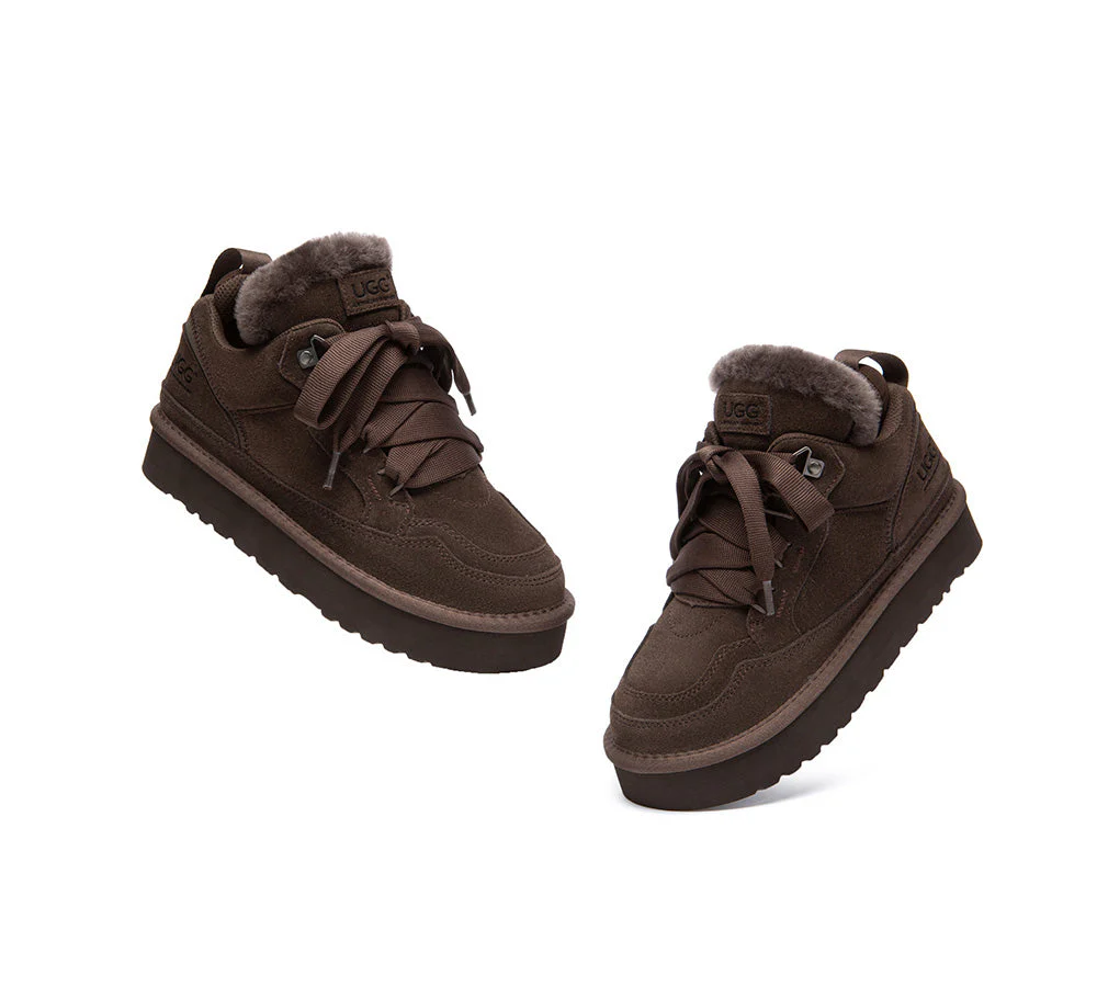 UGG Boots Sheepskin Wool Lace Up Platform Sneakers Parklyn - Image 11