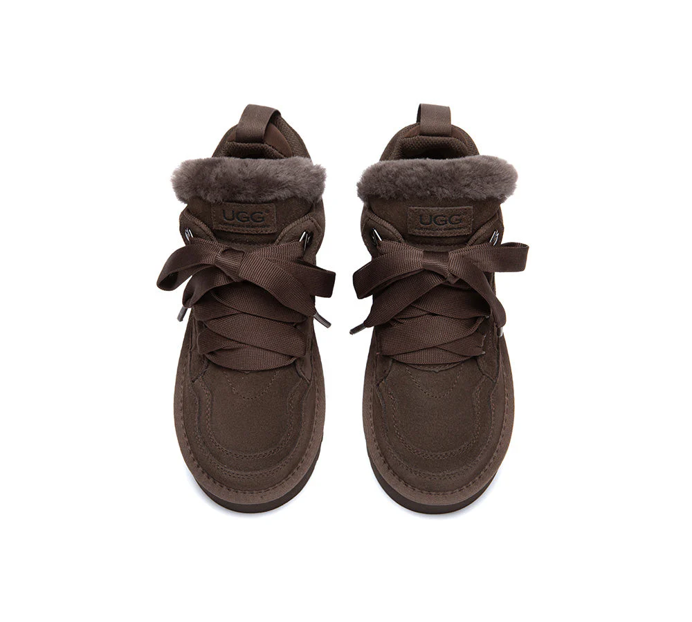 UGG Boots Sheepskin Wool Lace Up Platform Sneakers Parklyn - Image 12