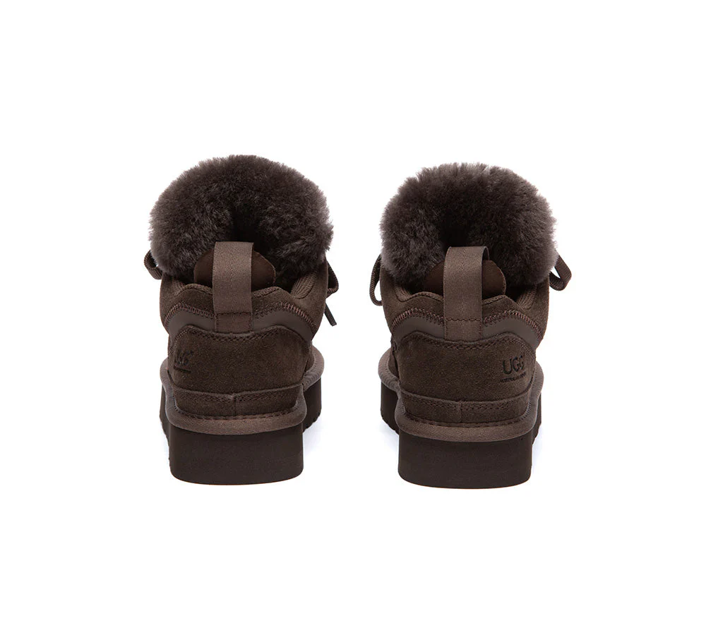 UGG Boots Sheepskin Wool Lace Up Platform Sneakers Parklyn - Image 13