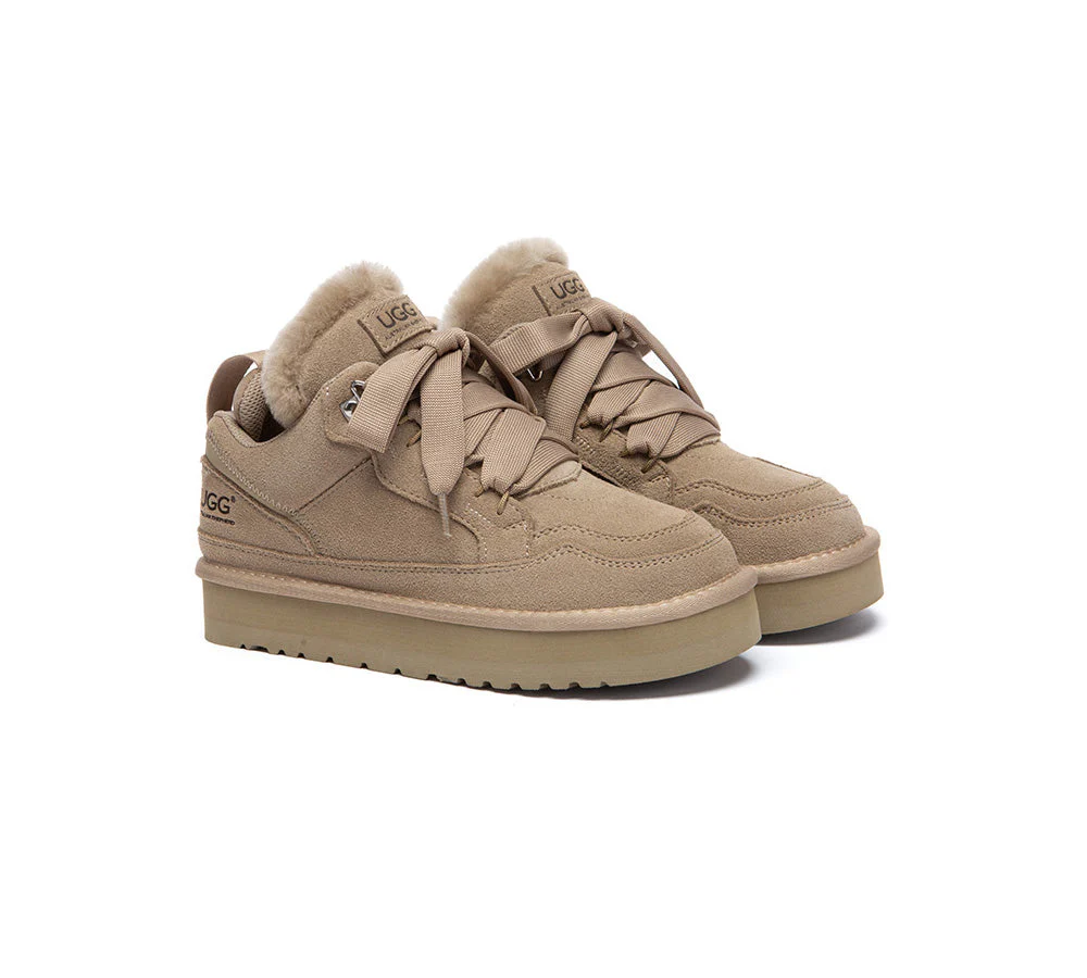 UGG Boots Sheepskin Wool Lace Up Platform Sneakers Parklyn - Image 2
