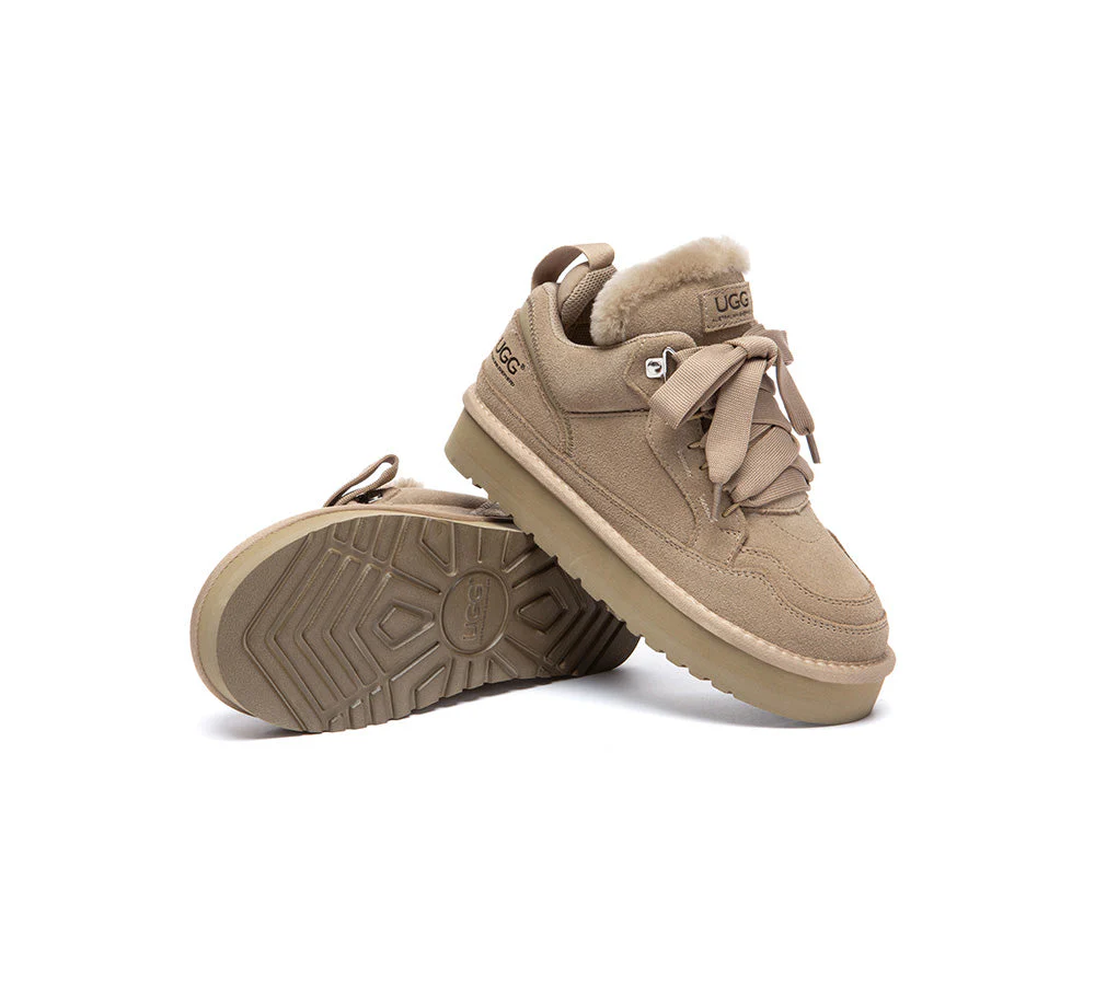 UGG Boots Sheepskin Wool Lace Up Platform Sneakers Parklyn - Image 3