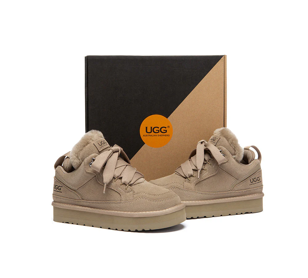 UGG Boots Sheepskin Wool Lace Up Platform Sneakers Parklyn - Image 4