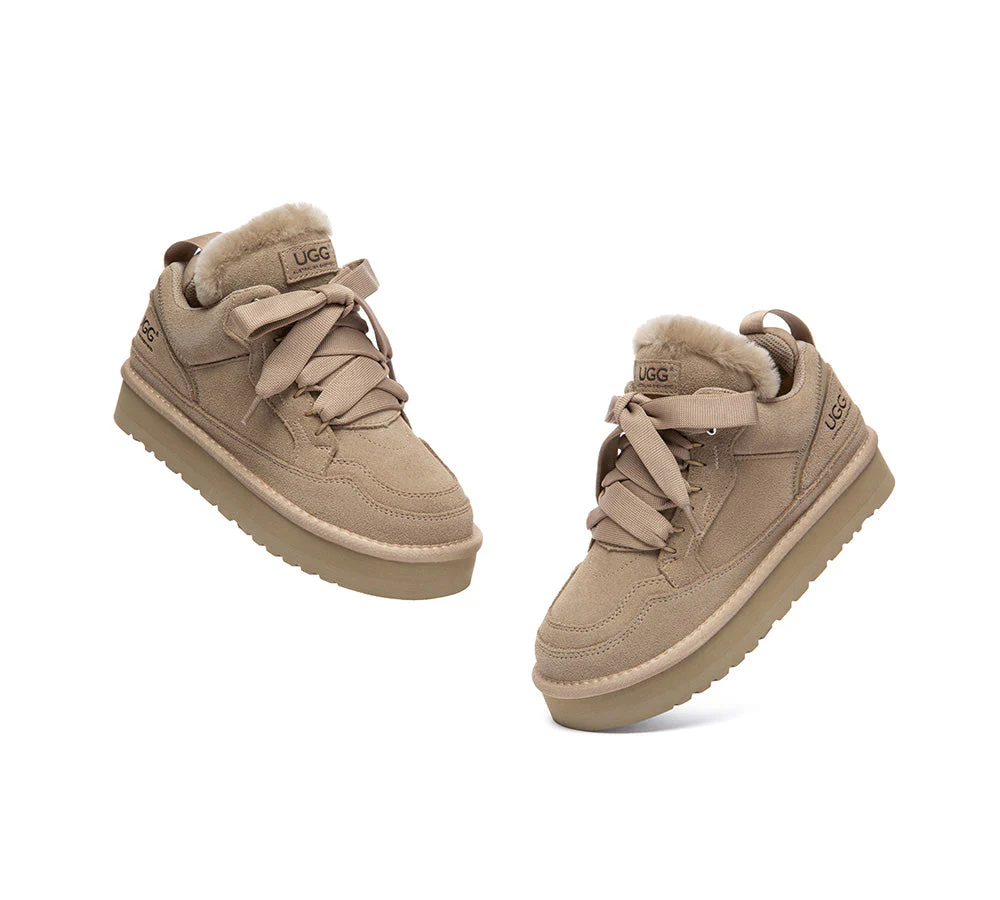 UGG Boots Sheepskin Wool Lace Up Platform Sneakers Parklyn - Image 5