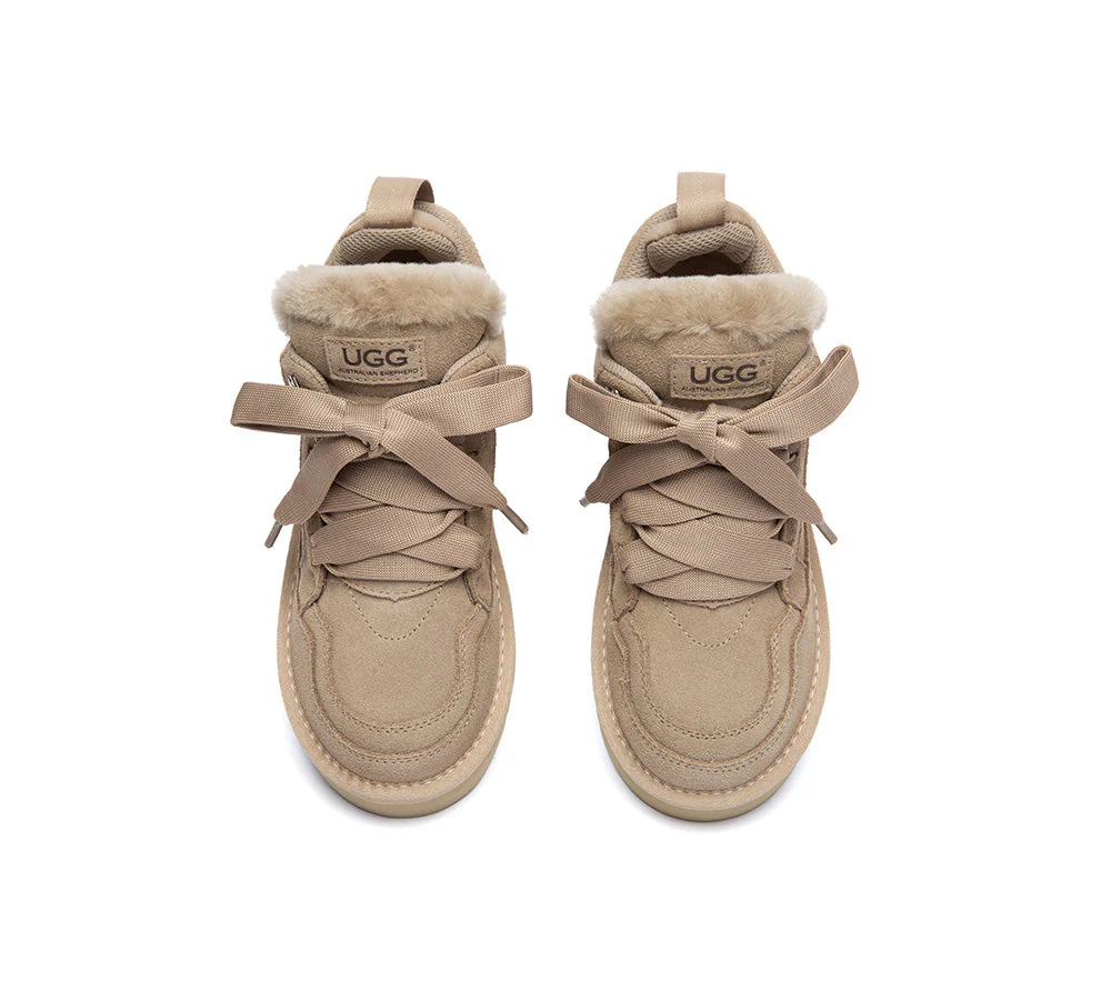 UGG Boots Sheepskin Wool Lace Up Platform Sneakers Parklyn - Image 6