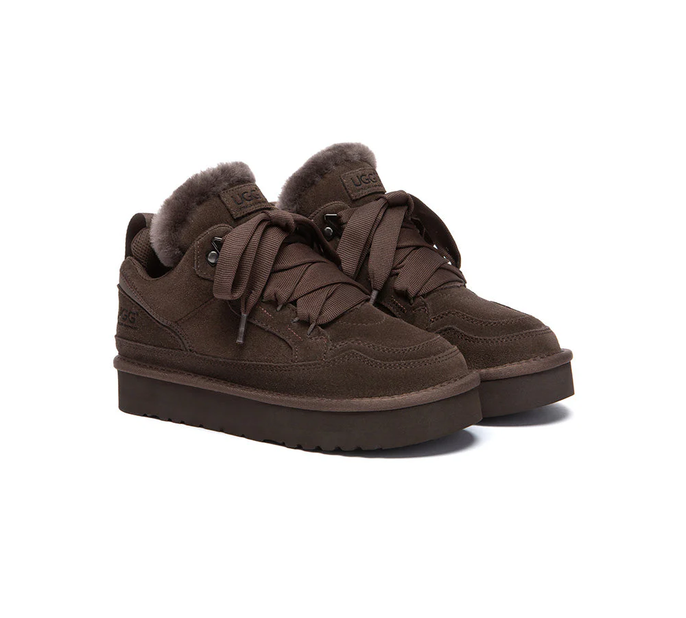 UGG Boots Sheepskin Wool Lace Up Platform Sneakers Parklyn - Image 8