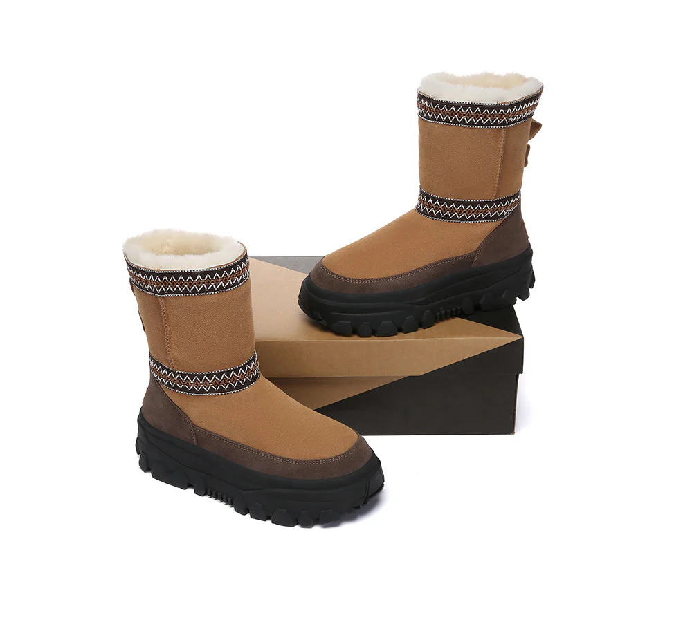 UGG Boots Sheepskin Wool Mid Calf Chunky Platform Glacelle - Image 4