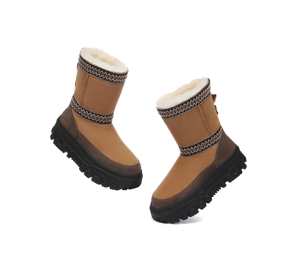 UGG Boots Sheepskin Wool Mid Calf Chunky Platform Glacelle - Image 5