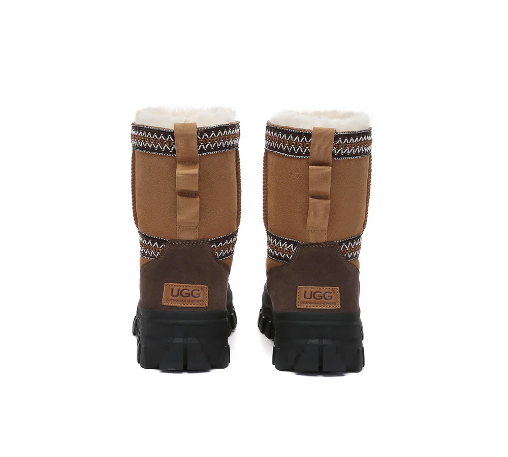 UGG Boots Sheepskin Wool Mid Calf Chunky Platform Glacelle - Image 7