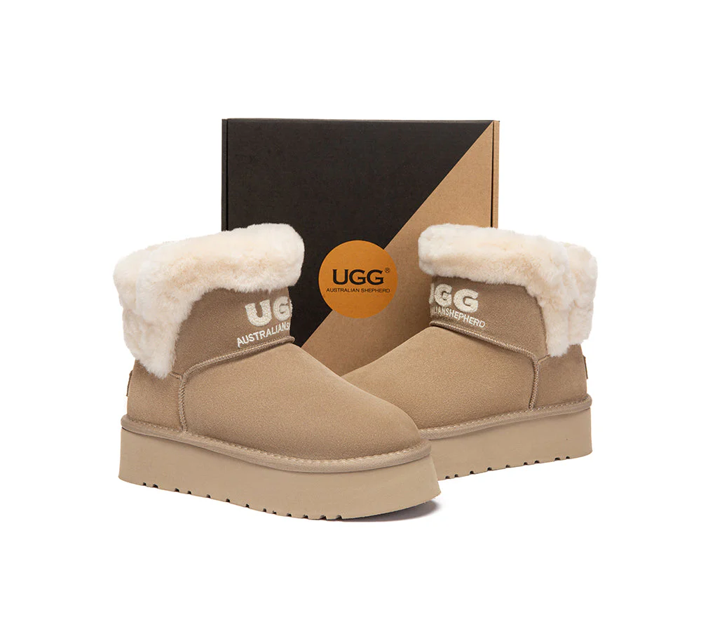 UGG Boots Sheepskin Wool Shearling Ankle Platform Oatha - Image 10