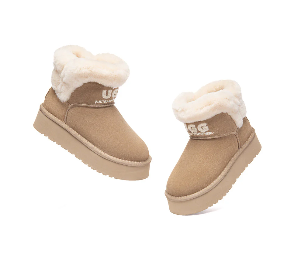 UGG Boots Sheepskin Wool Shearling Ankle Platform Oatha - Image 11