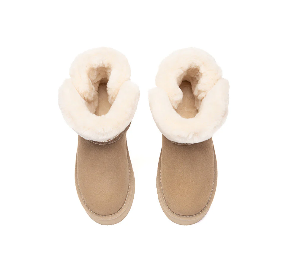 UGG Boots Sheepskin Wool Shearling Ankle Platform Oatha - Image 12