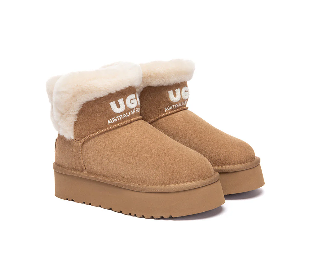 UGG Boots Sheepskin Wool Shearling Ankle Platform Oatha - Image 2