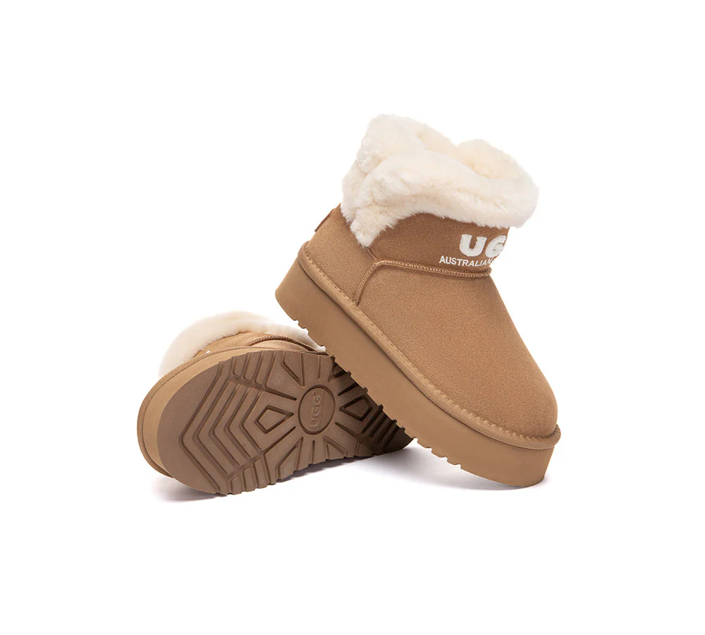 UGG Boots Sheepskin Wool Shearling Ankle Platform Oatha - Image 3