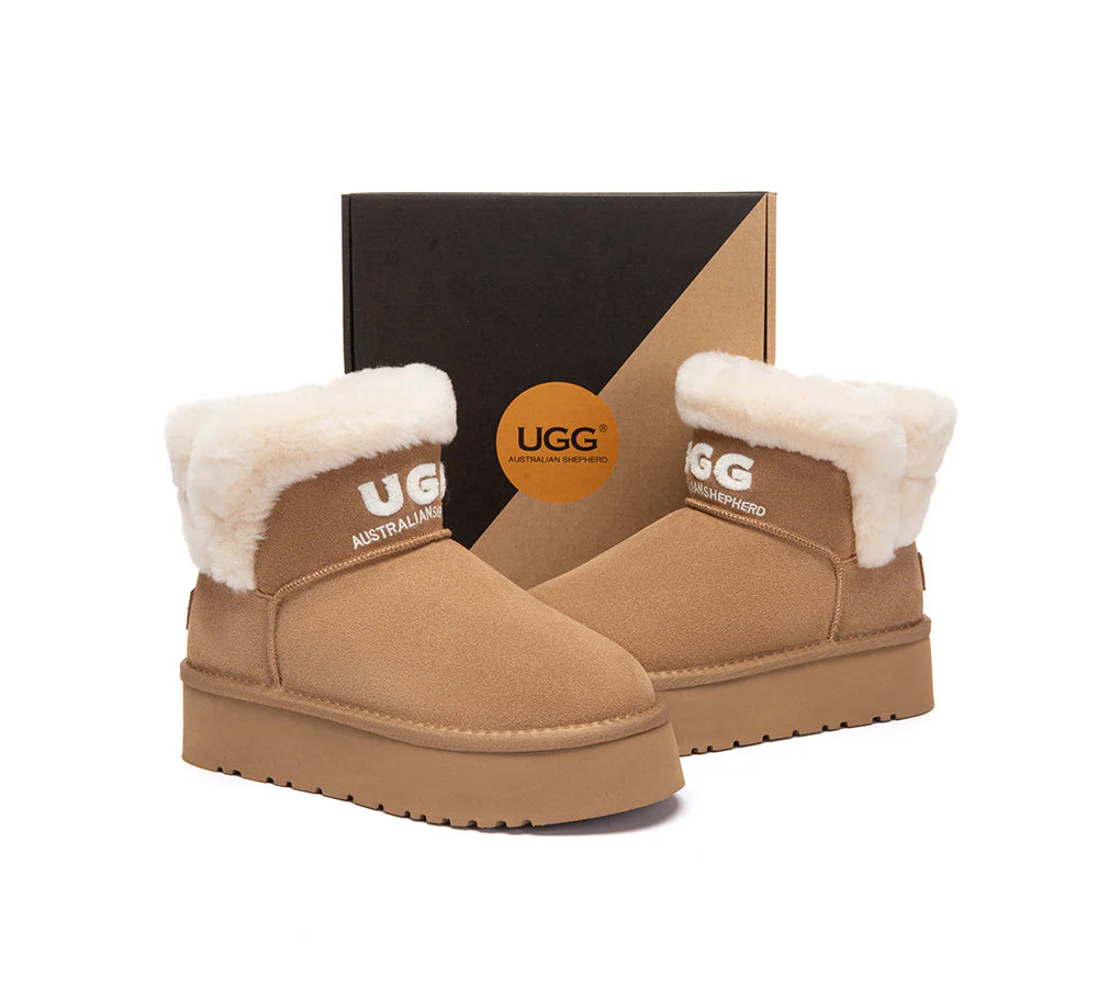UGG Boots Sheepskin Wool Shearling Ankle Platform Oatha - Image 4