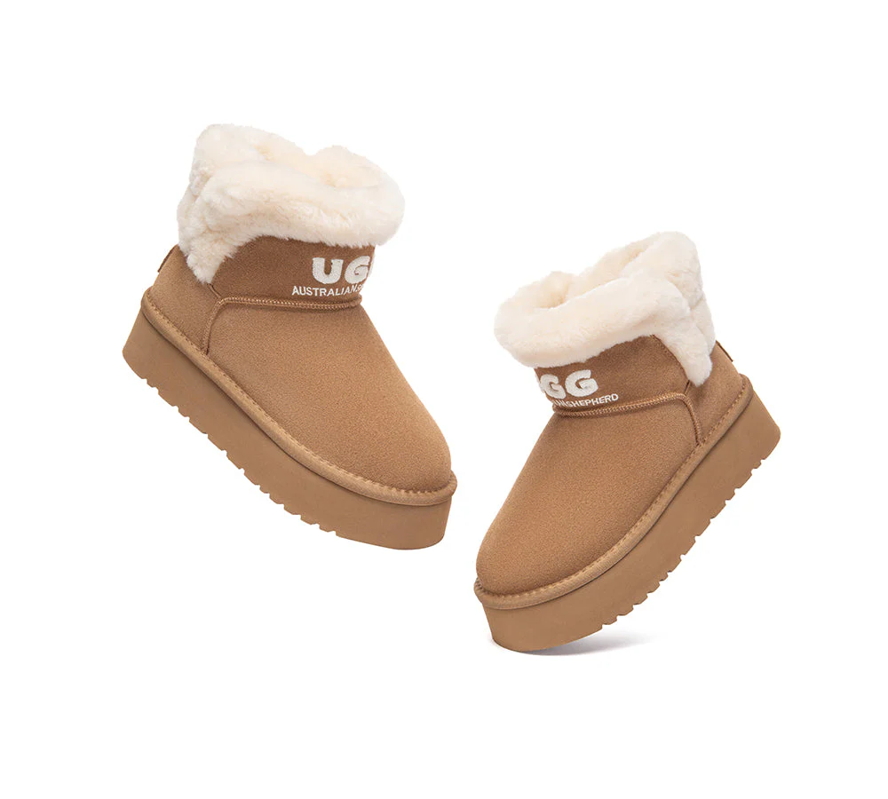 UGG Boots Sheepskin Wool Shearling Ankle Platform Oatha - Image 5