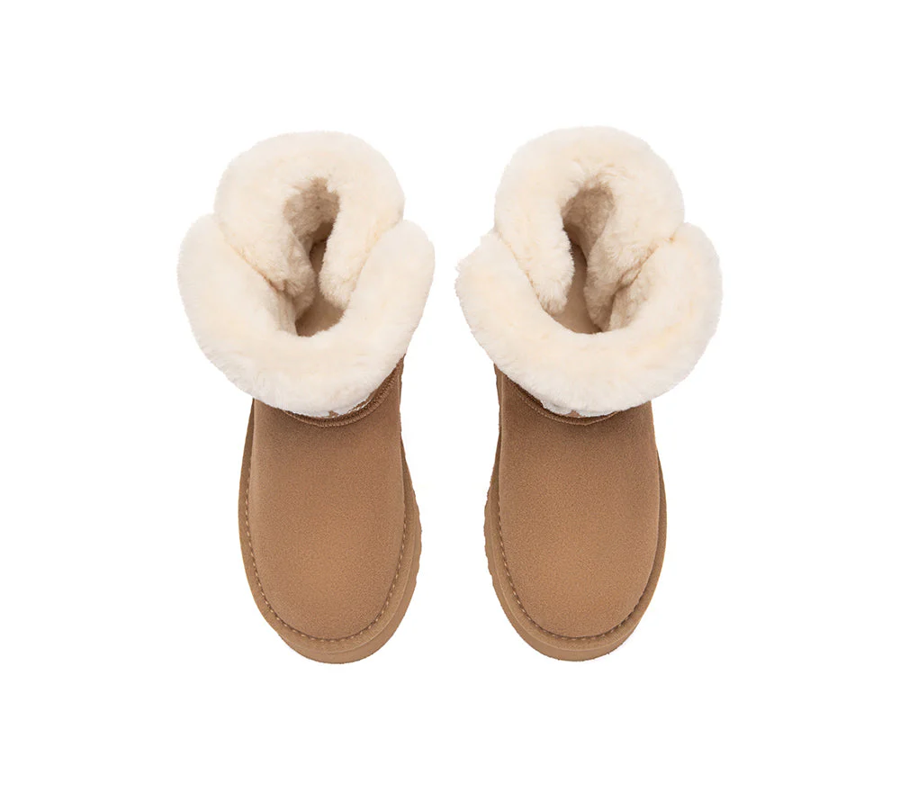 UGG Boots Sheepskin Wool Shearling Ankle Platform Oatha - Image 6