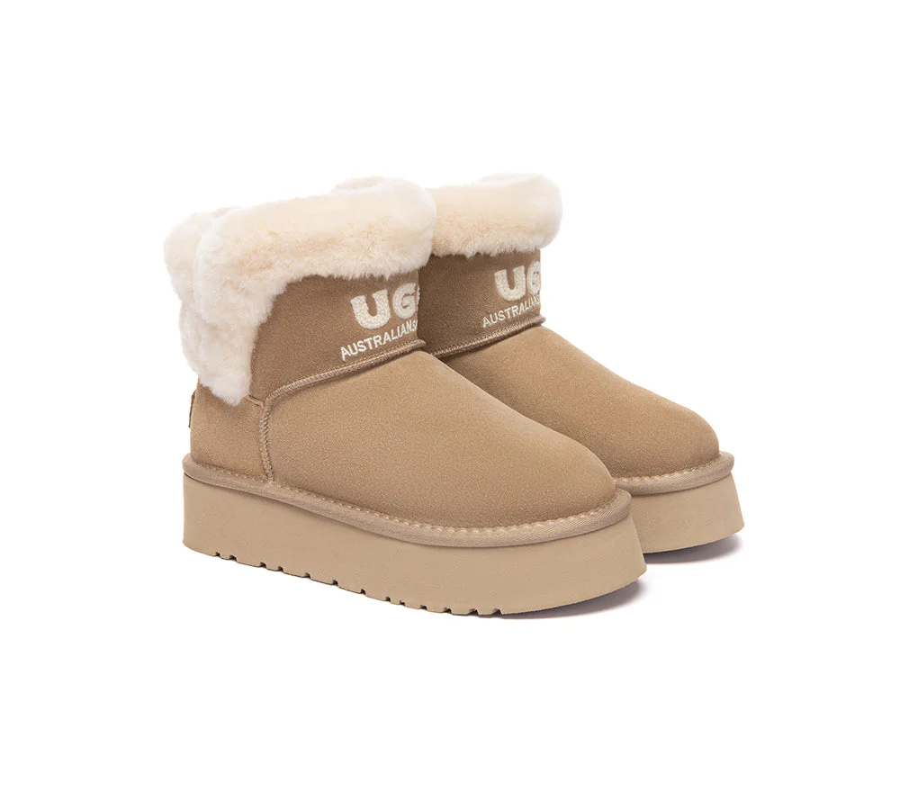 UGG Boots Sheepskin Wool Shearling Ankle Platform Oatha - Image 8