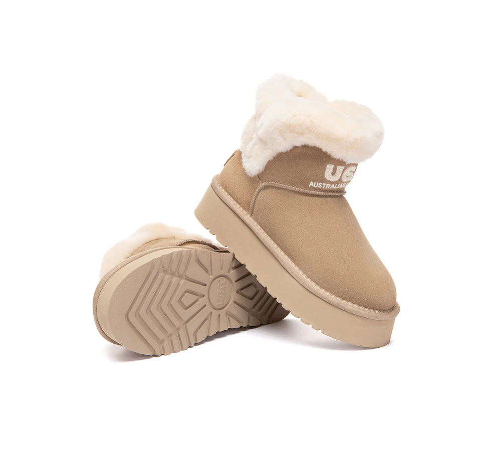 UGG Boots Sheepskin Wool Shearling Ankle Platform Oatha - Image 9