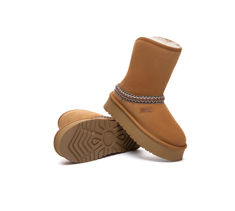 UGG Boots Sheepskin Wool Short Knitted Platform Fayle - Image 3