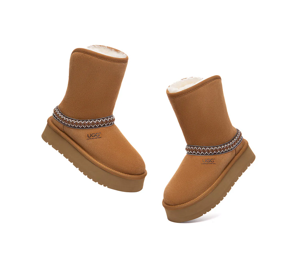 UGG Boots Sheepskin Wool Short Knitted Platform Fayle - Image 5