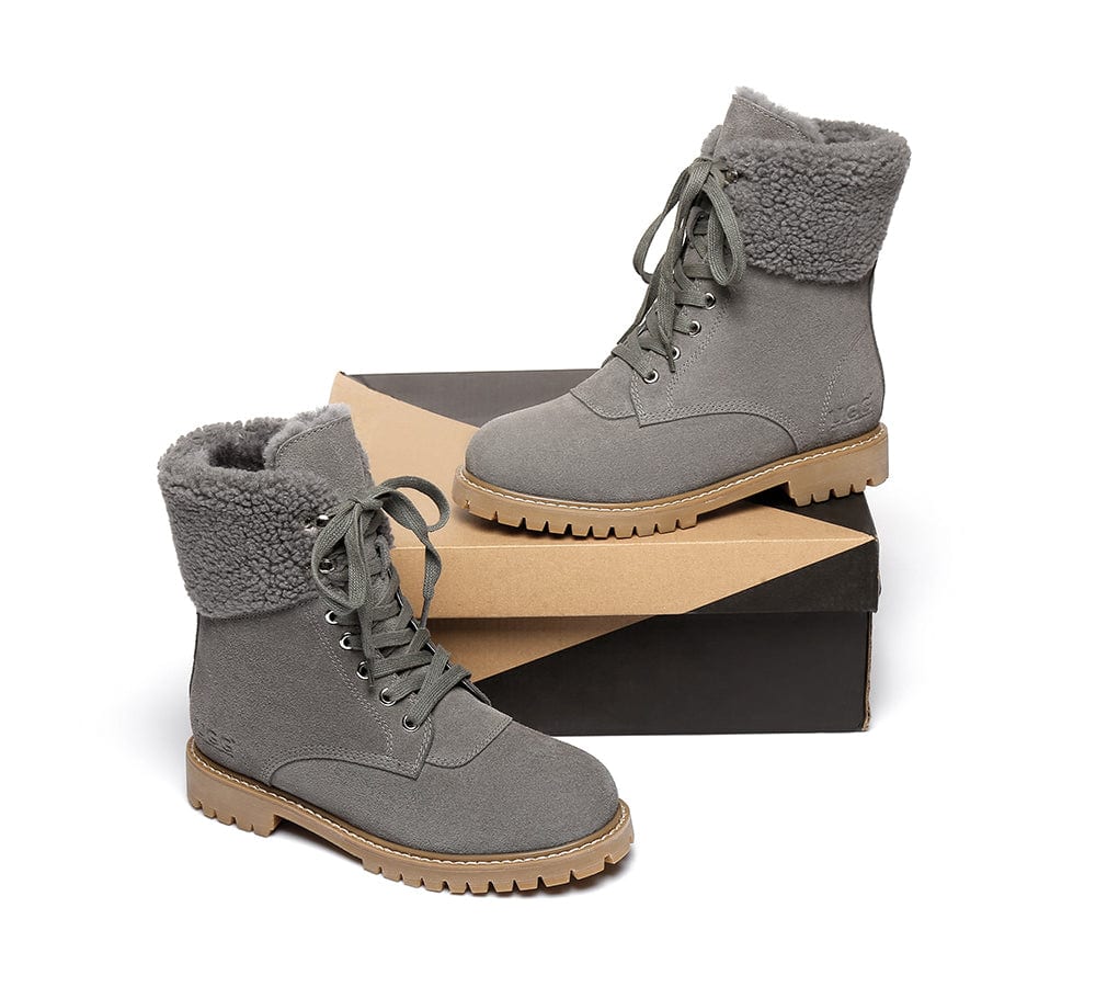 UGG Boots Women Fashion Chunky Sheepskin Wool Boots Mina - Image 12