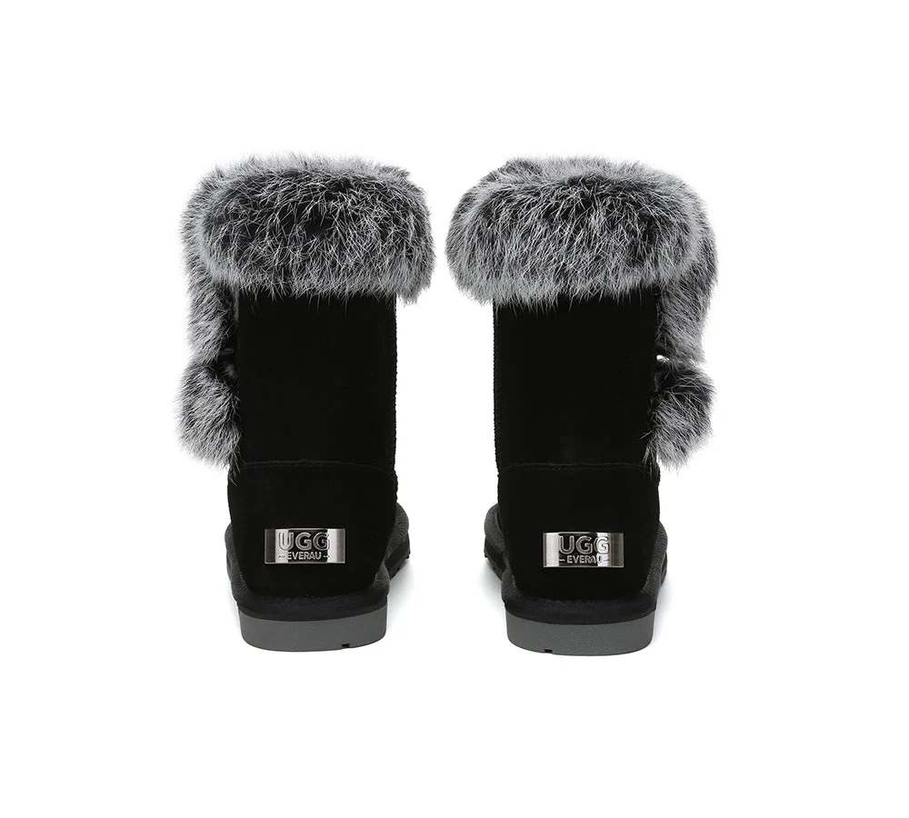 UGG Boots Women Sheepskin Wool Collar Short Button Donna - Image 14