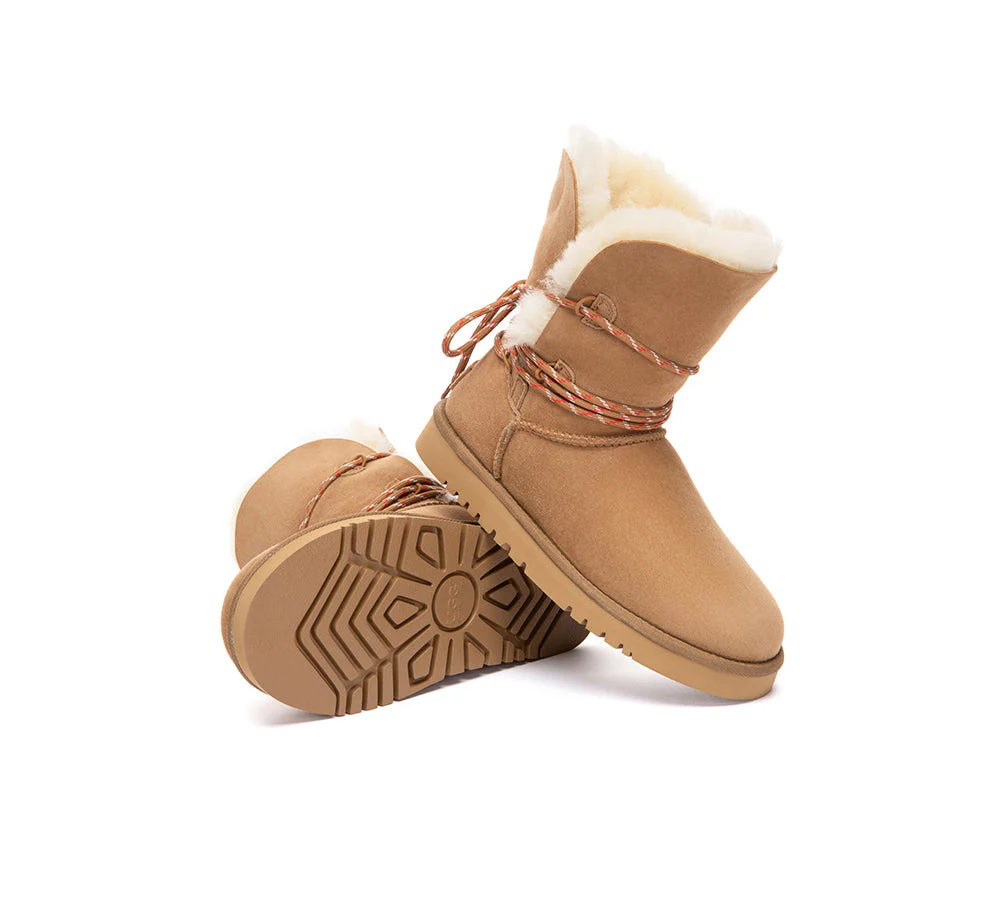 UGG Boots Women Sheepskin Wool Laced Carmont - Image 3