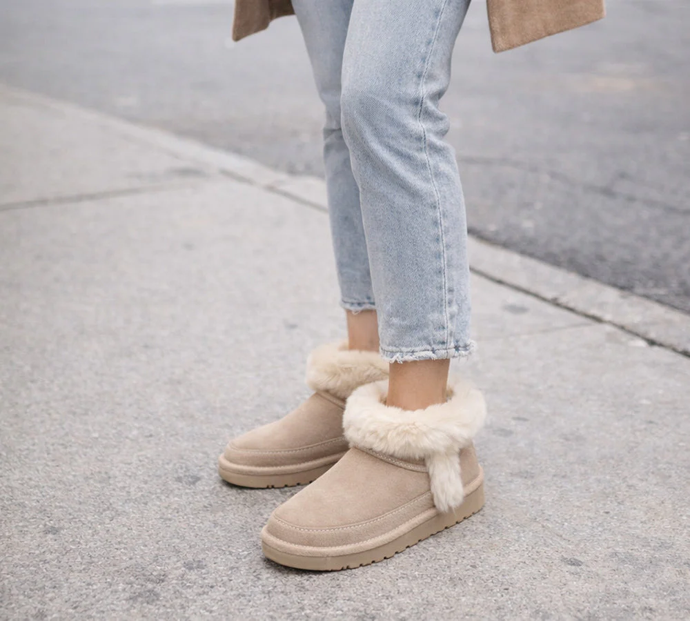 UGG Boots Women Sheepskin Wool Trim Ankle Frovia - Image 2
