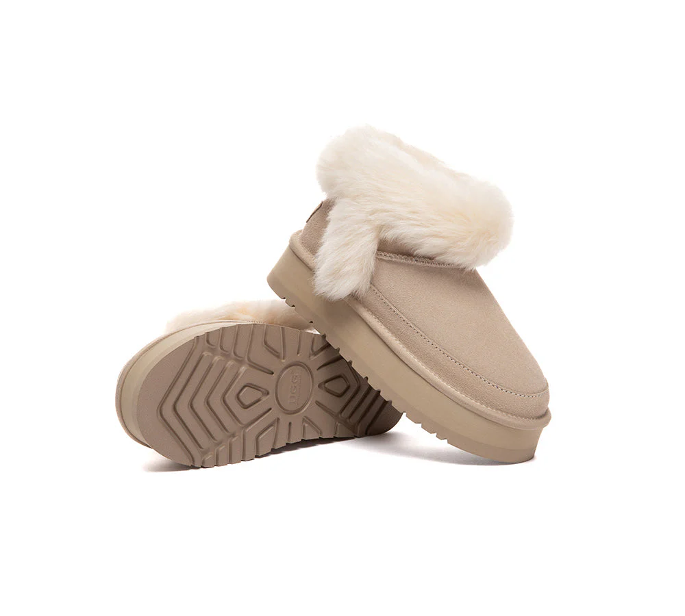 UGG Boots Women Sheepskin Wool Trim Ankle Platform Frovia - Image 2
