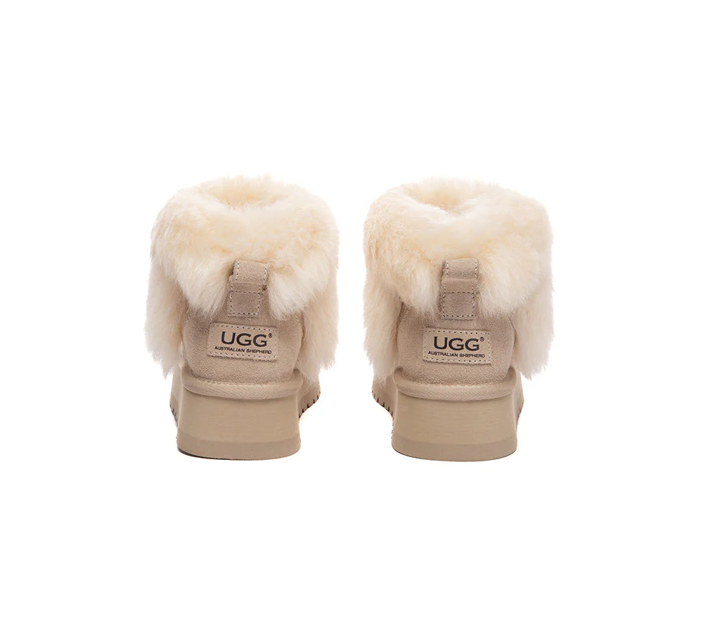 UGG Boots Women Sheepskin Wool Trim Ankle Platform Frovia - Image 6