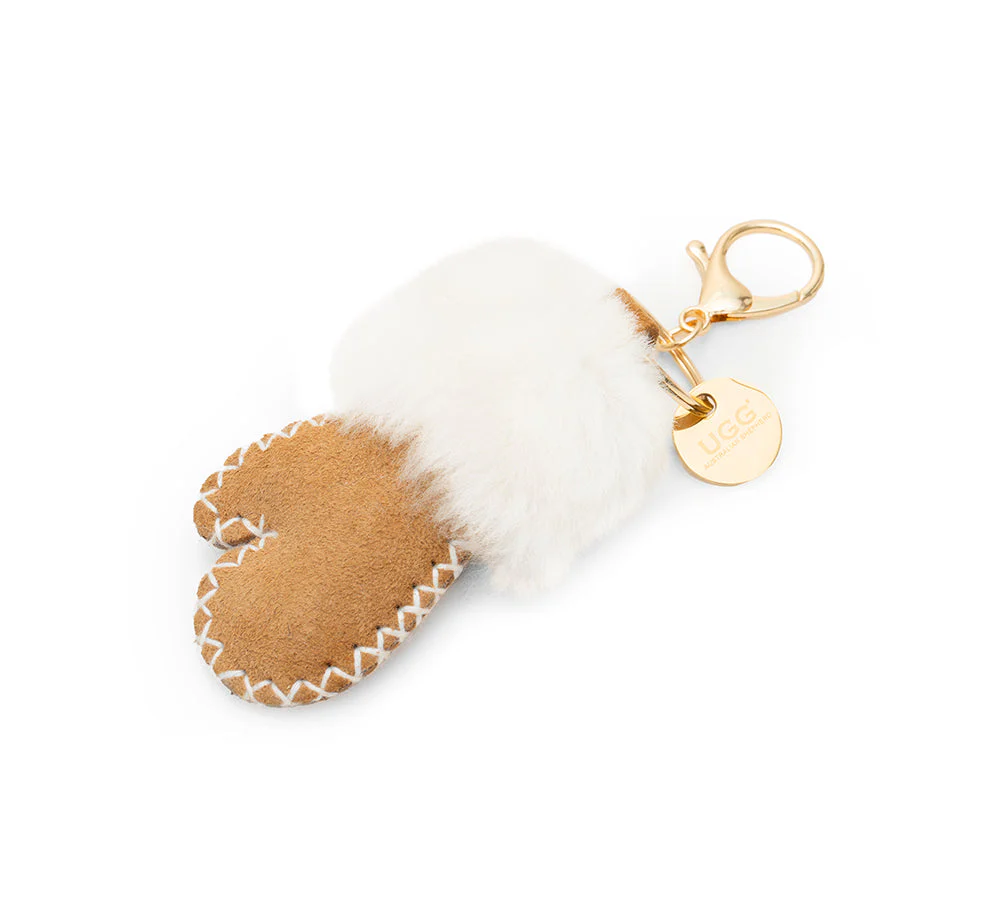 UGG Glove Fluffy Sheepskin Wool Keyring - Image 4
