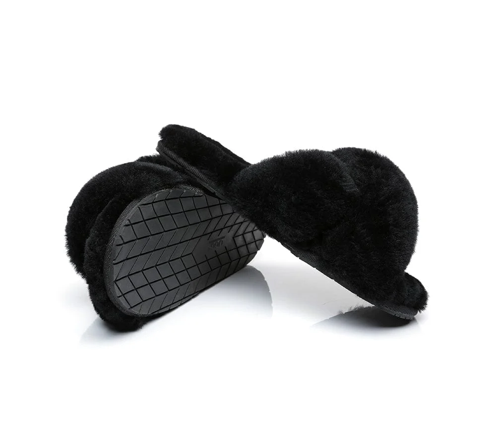 UGG Slides Sheepskin Wool Crossover Fluffy Slides Linty - Image 19