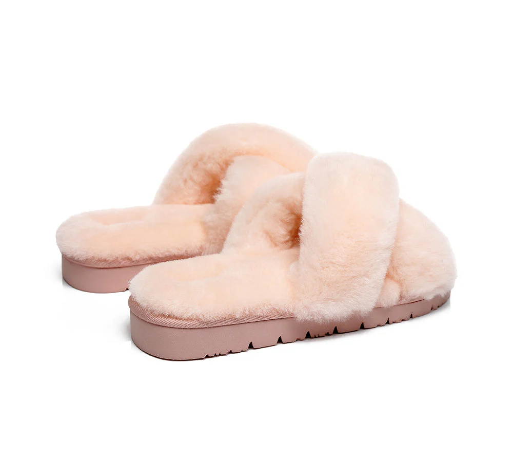 UGG Slides Women Fluffy Cross Slides Sandals Leanna Scuff - Image 14