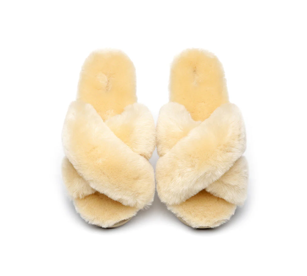 UGG Slides Women Fluffy Cross Slides Sandals Leanna Scuff - Image 7