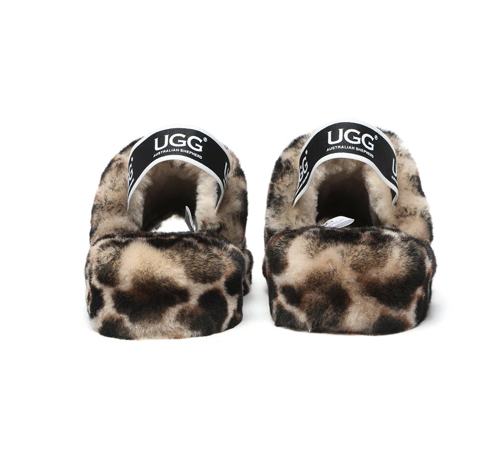 UGG Slides Women Sheepskin Wool Leopard Print Fluffy Sandals Pamela - Image 6
