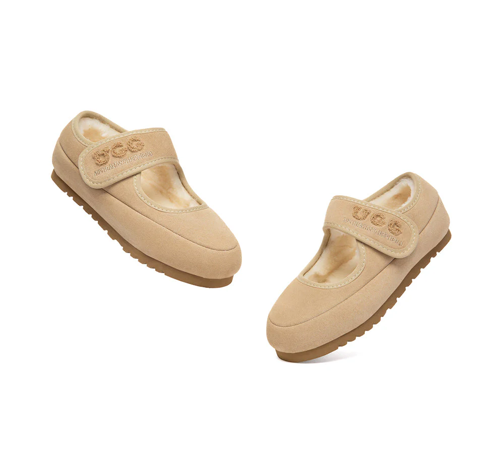 UGG Slippers Kids Sheepskin Wool Adjustable Strap Mary Jane Velvi - Image 11
